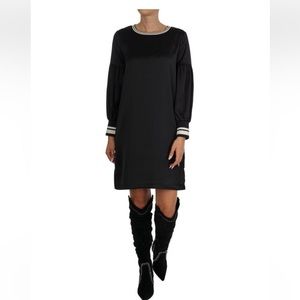 Brand New MAISON SCOTCH Dress with voluminous sleeves 146619 Black Satin Size L